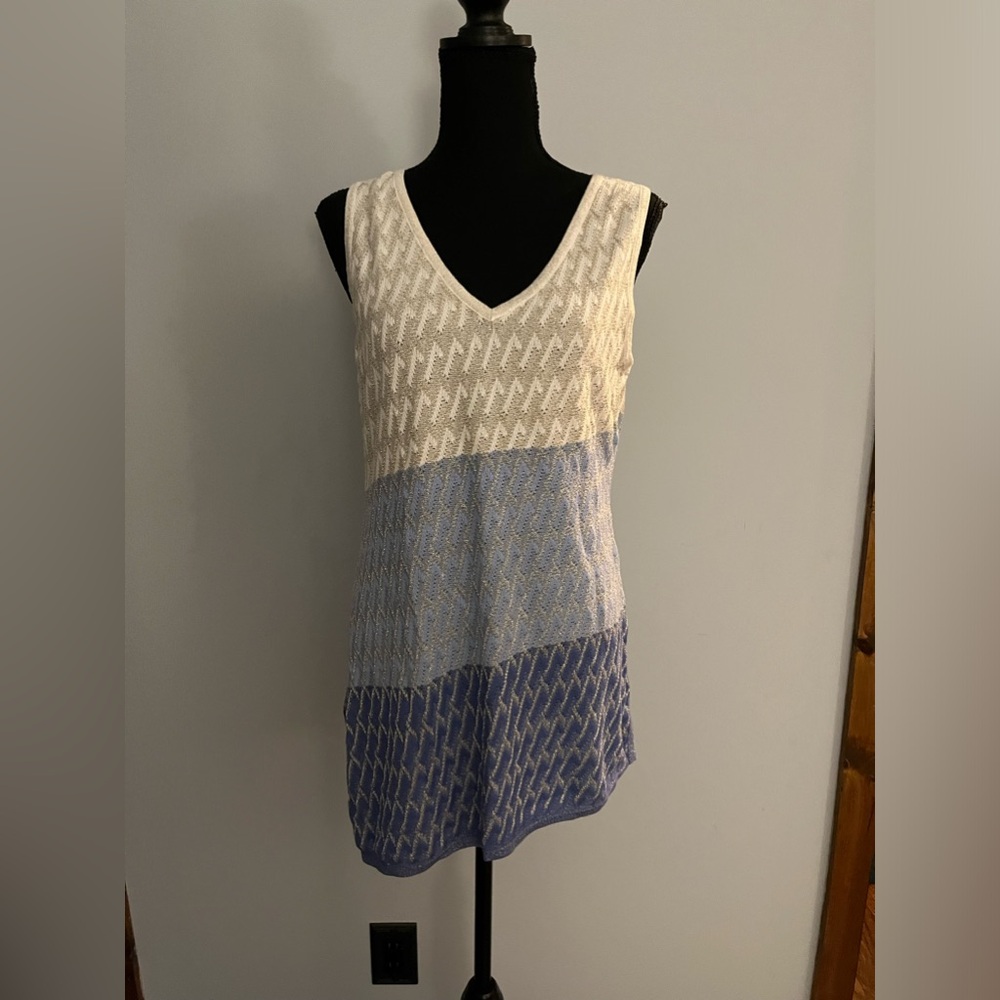 White House Black Market Striped tunic tank blouse Sz M